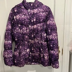 Vertical'9 Purple Star Printed Puffy Coat